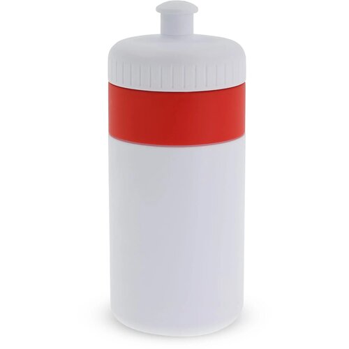 Sportfles met rand 500ml wit / rood