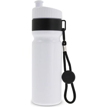 Sportfles met rand en koord 750ml wit / zwart