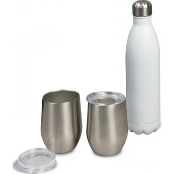 Drinkset Swing met twee bekers zilver / wit