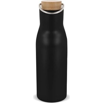 Thermo fles met bamboe deksel 500ml zwart