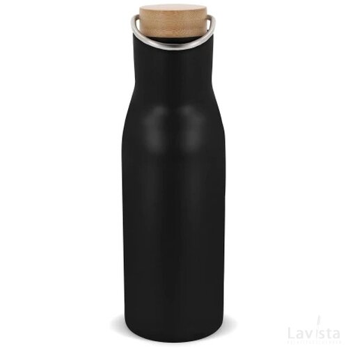 Thermo fles met bamboe deksel 500ml zwart
