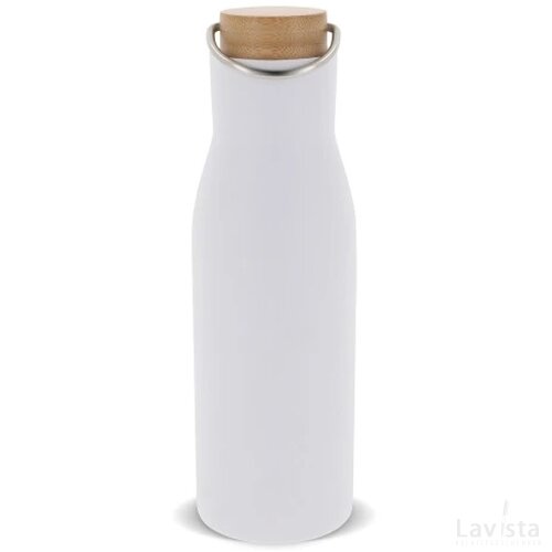 Thermo fles met bamboe deksel 500ml wit