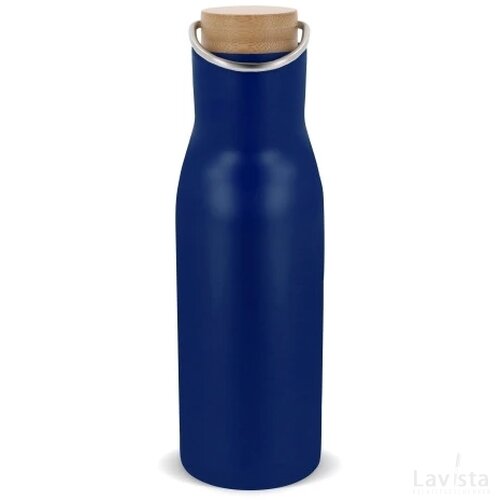 Thermo fles met bamboe deksel 500ml donker blauw