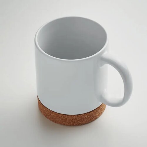 Sublimatie mok met kurk detail Wit 280 ml
