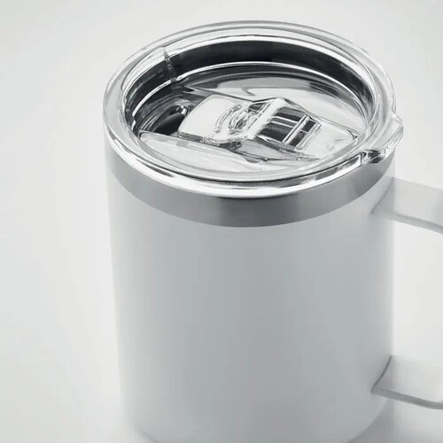 Dubbelwandige beker met drinkdeksel Wit 300 ml
