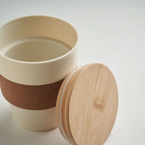Enkelwandige beker van gerecycled PP Beige 300 ml