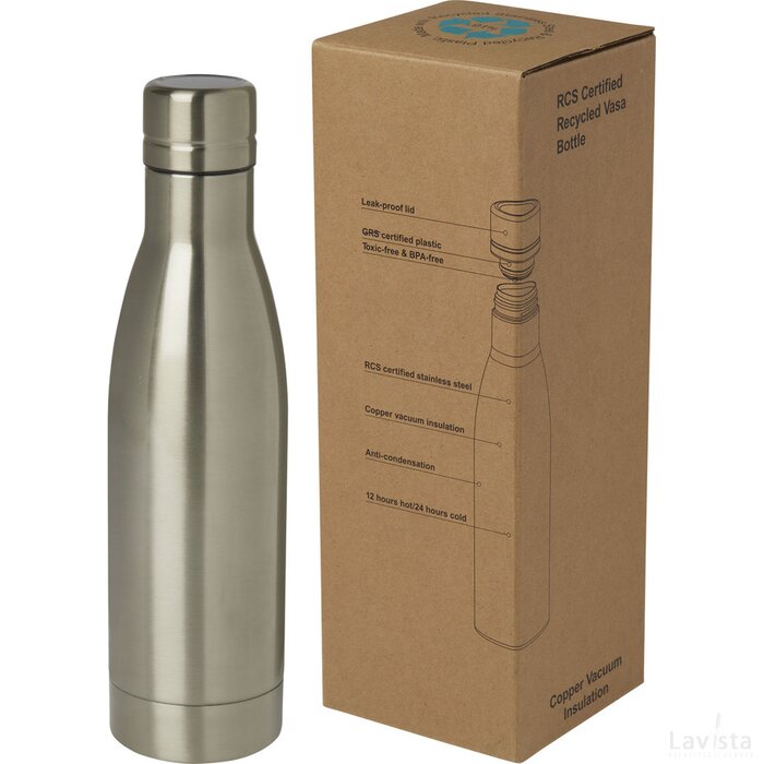 Vasa 500 ml RCS-gecertificeerde gerecyclede roestvrijstalen koperen vacuümgeïsoleerde fles Titanium