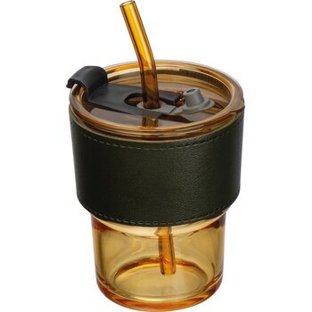 Gekleurd drinkglas met rietje geel