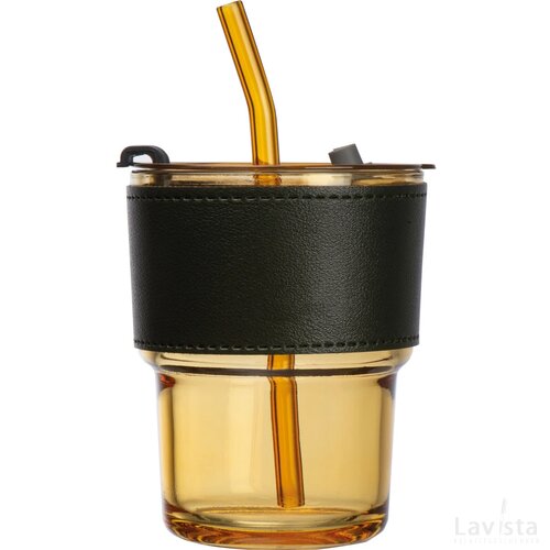 Gekleurd drinkglas met rietje geel