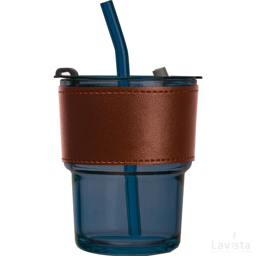Gekleurd drinkglas met rietje donkerblauw