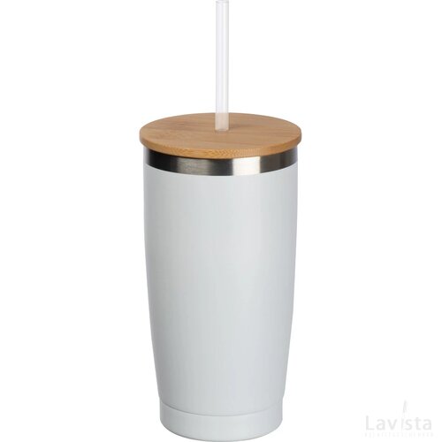 To Go drinkbeker met rietje wit