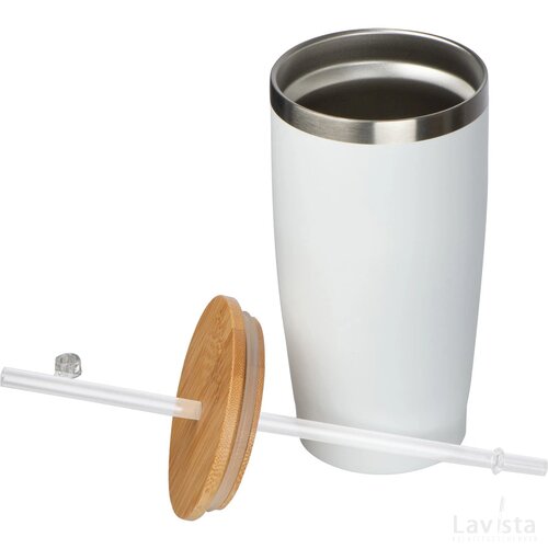To Go drinkbeker met rietje wit
