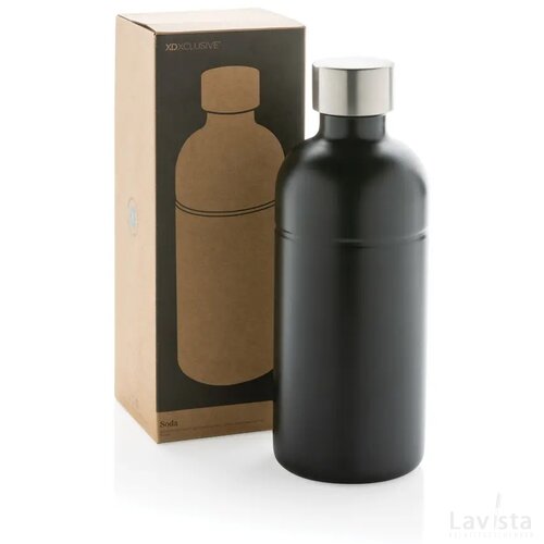 Soda RCS gecertificeerde gerecycled rvs drinkfles zwart