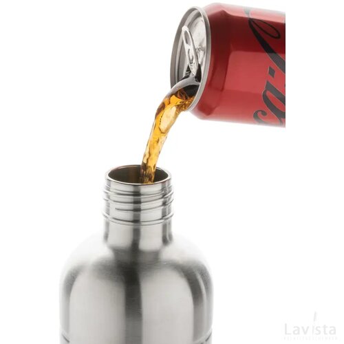 Soda RCS gecertificeerde gerecycled rvs drinkfles zilver