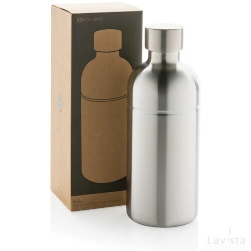 Soda RCS gecertificeerde gerecycled rvs drinkfles zilver