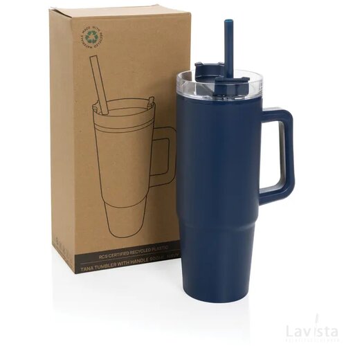 Tana RCS gerecyclede plastic tumbler met handvat 900 ml donkerblauw