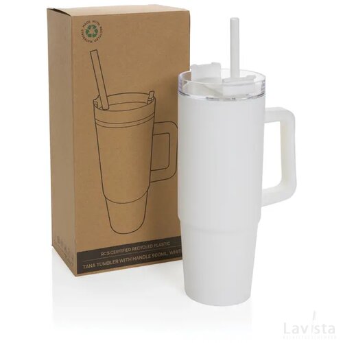 Tana RCS gerecyclede plastic tumbler met handvat 900 ml wit