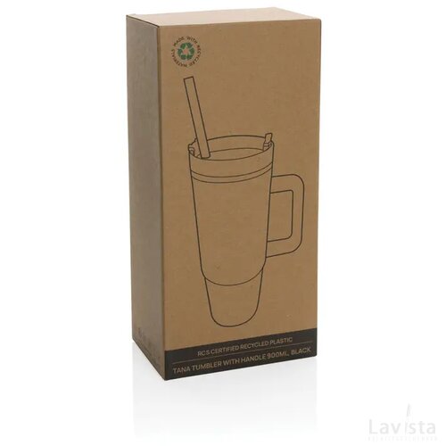 Tana RCS gerecyclede plastic tumbler met handvat 900 ml zwart