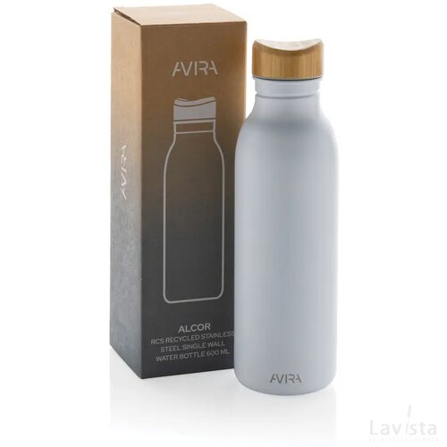 Avira Alcor RCS gerecycled RVS enkelwandige waterfles 600ML wit