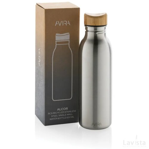 Avira Alcor RCS gerecycled RVS enkelwandige waterfles 600ML zilver
