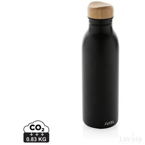 Avira Alcor RCS gerecycled RVS enkelwandige waterfles 600ML zwart