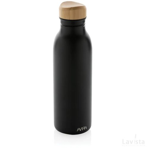 Avira Alcor RCS gerecycled RVS enkelwandige waterfles 600ML zwart