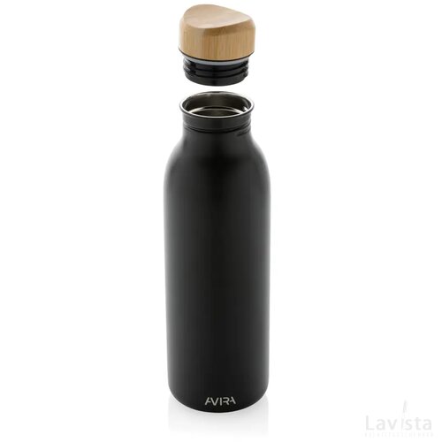 Avira Alcor RCS gerecycled RVS enkelwandige waterfles 600ML zwart