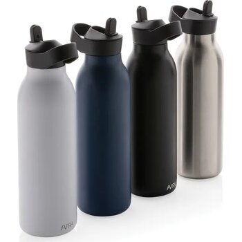 Avira Ara RCS recycled staal fliptop water fles 500ML donkerblauw