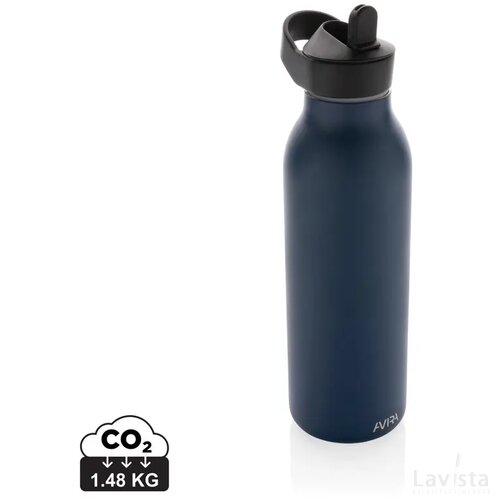 Avira Ara RCS recycled staal fliptop water fles 500ML donkerblauw