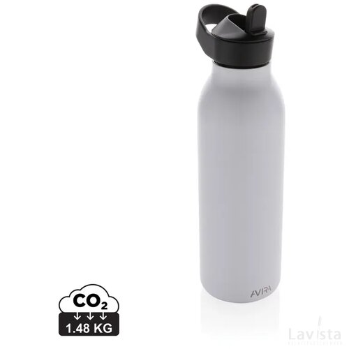 Avira Ara RCS recycled staal fliptop water fles 500ML wit