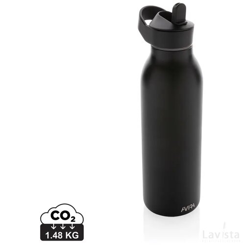 Avira Ara RCS recycled staal fliptop water fles 500ML zwart