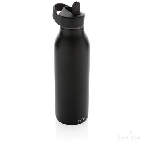 Avira Ara RCS recycled staal fliptop water fles 500ML zwart