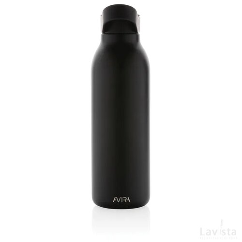 Avira Ara RCS recycled staal fliptop water fles 500ML zwart