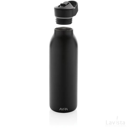 Avira Ara RCS recycled staal fliptop water fles 500ML zwart