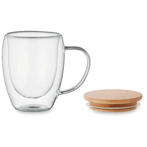 Dubbelwandige borosilicaat mok met oor Transparant 250 ml