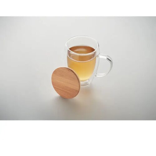 Dubbelwandige borosilicaat mok met oor Transparant 250 ml
