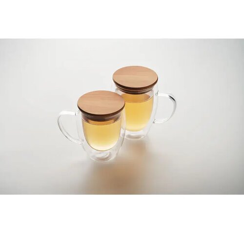 Dubbelwandige borosilicaat mok met oor Transparant 250 ml