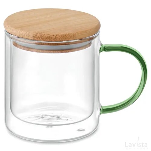 Dubbelwandige mok borosilicaat Farbi transparant groen