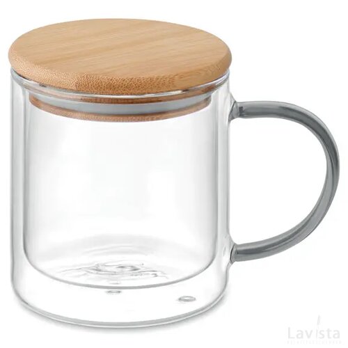 Dubbelwandige mok borosilicaat Farbi transparant grijs