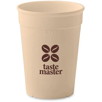 Gerecycled pp beker 300ml Awaycup beige