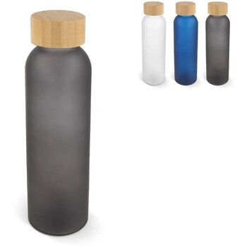 Waterfles glas & bamboe 500ml wit