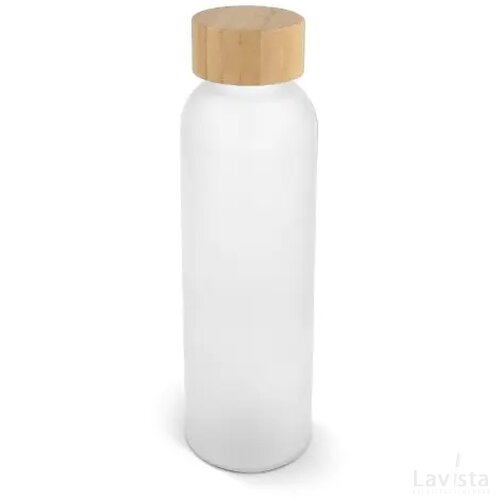 Waterfles glas & bamboe 500ml wit