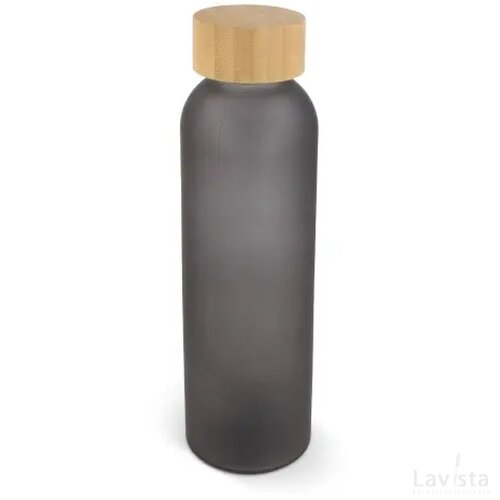 Waterfles glas & bamboe 500ml donker grijs