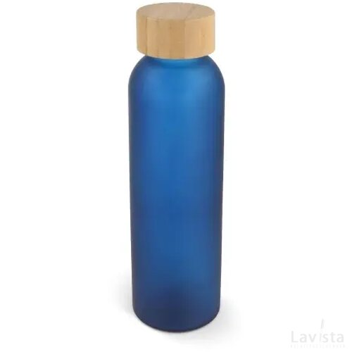 Waterfles glas & bamboe 500ml donkerblauw