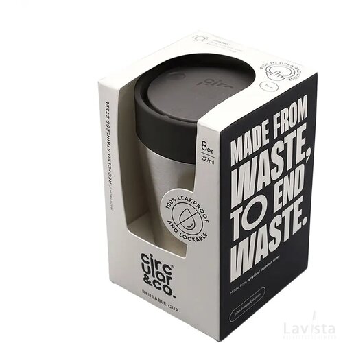 Circular&Co Recycled Stainless Steel Coffee Cup 227 Ml Zwart