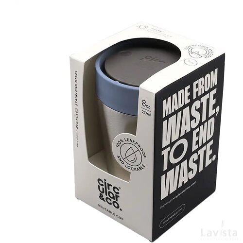 Circular&Co Recycled Stainless Steel Coffee Cup 227 Ml Blauw